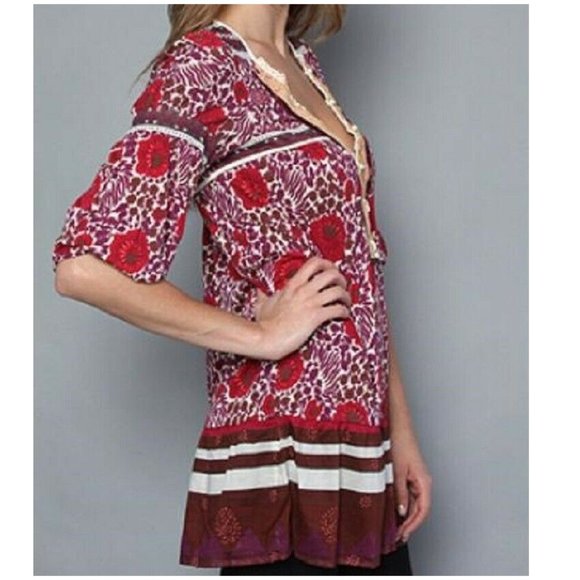 Free People Tops - Free People Sweet Poland Boho Floral Top  Crochet